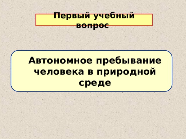 Первый учебный вопрос Автономное пребывание человека в природной среде 