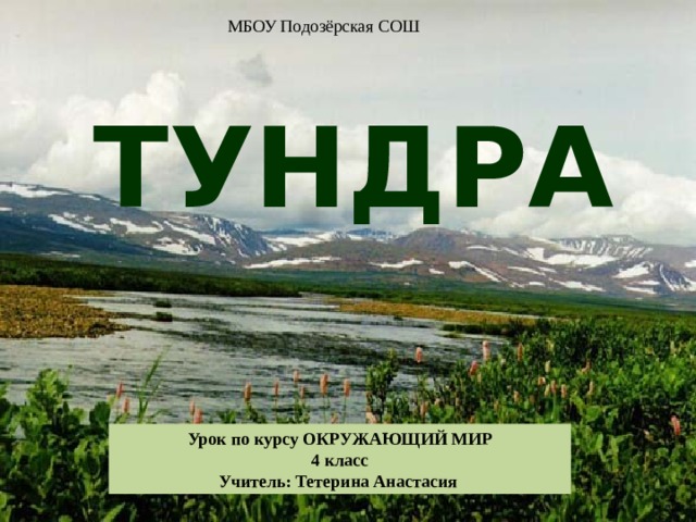 МБОУ Подозёрская СОШ ТУНДРА Урок по курсу ОКРУЖАЮЩИЙ МИР 4 класс Учитель: Тетерина Анастасия 