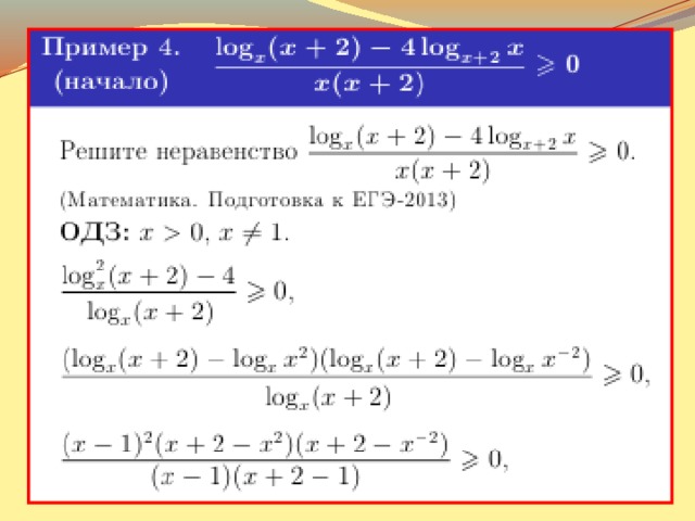 Решение логарифмических неравенств методом рационализации презентация