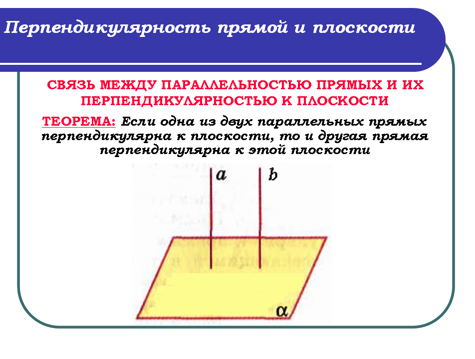 Если плоскость перпендикулярна одной из двух параллельных. Параллельные прямые перпендикулярные к плоскости 10 класс. Перпендикулярные прямые в пространстве. Параллельность прямых перпендикулярных плоскости. Перпендикулярность прямых в пространстве 10 класс.