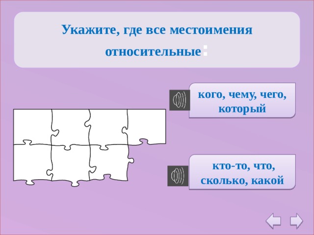 Укажите, где все местоимения относительные :  кого, чему, чего, который  кто-то, что, сколько, какой 