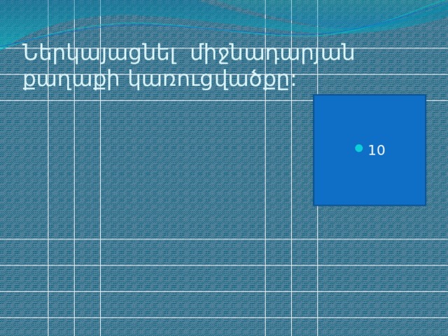 Ներկայացնել միջնադարյան քաղաքի կառուցվածքը: 10 