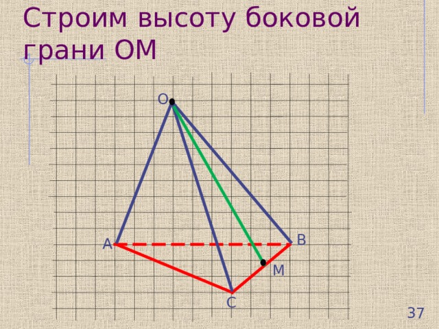 Строим высоту боковой грани ОМ О В А М С 37 