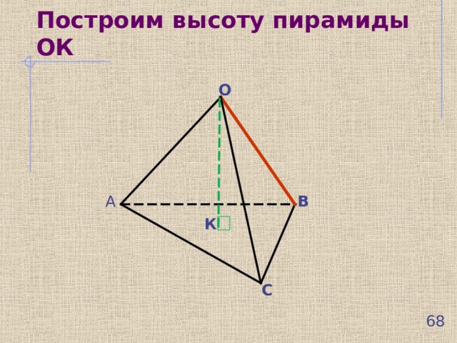 Построим высоту пирамиды ОК О В А К С  