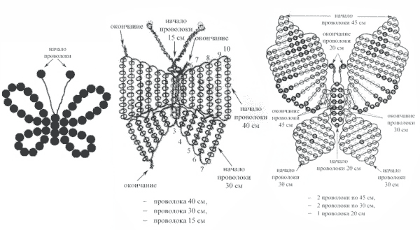 Бисероплетение бабочки схемы