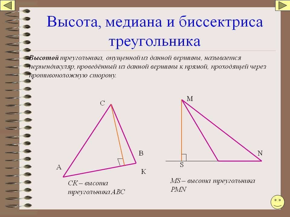 Высота треугольника чертеж