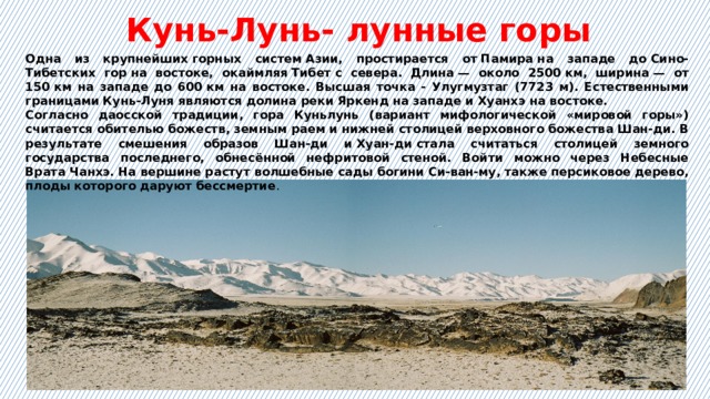 Кунь лунь горы на карте