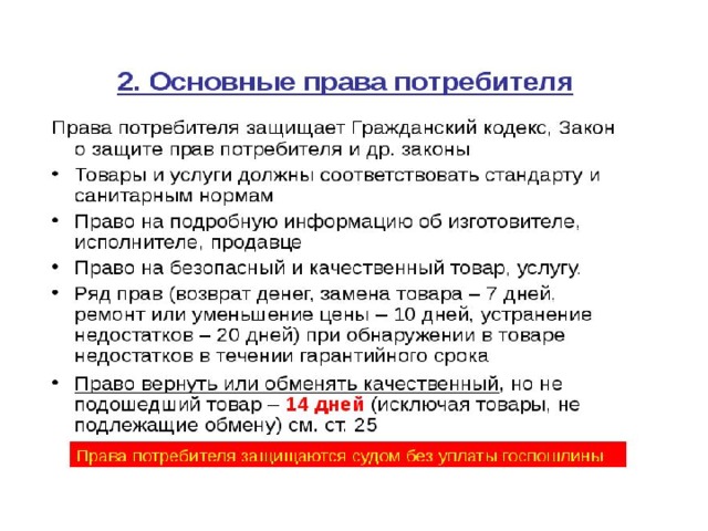 Закон о правах потребителя возврат товара