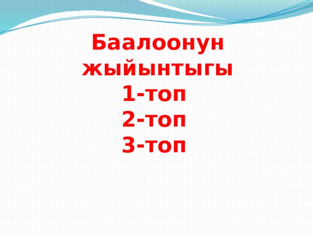 Баалоонун жыйынтыгы  1-топ  2-топ  3-топ     