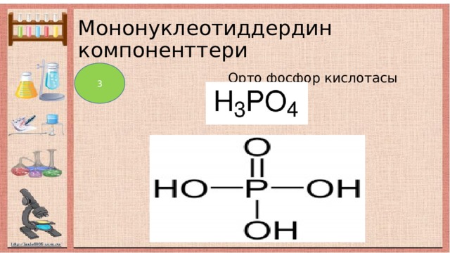 Мононуклеотиддердин компоненттери 3  Орто фосфор кислотасы 