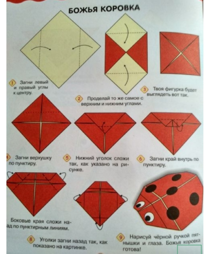 Оригами из бумаги конспект занятия. Оригами Божья коровка. Оригами Божья коровка пошагово. Оригами из бумаги Божья коровка схема. Оригами Божья коровка схема для детей.