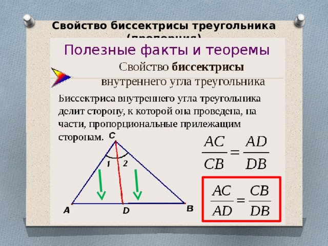 Свойство биссектрисы треугольника (пропорция) 