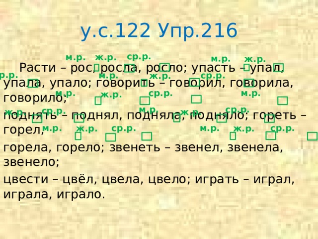 Упр 216 4 класс. Упр 216. Росло или росло. 3 Класс русский упр 216. Окончание глаголов росла рос росло.