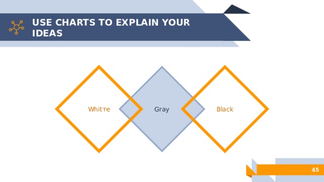 USE CHARTS TO EXPLAIN YOUR IDEAS Gray Whitтe Black 1 