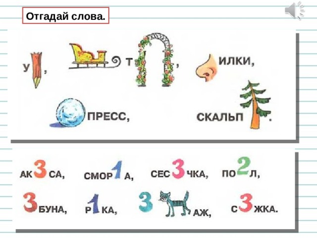 Отгадай слова. 