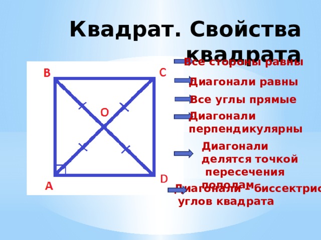 Диагонали прямоугольника точкой пересечения пополам