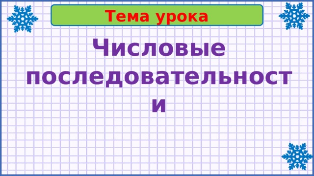 Тема урока Числовые последовательности 