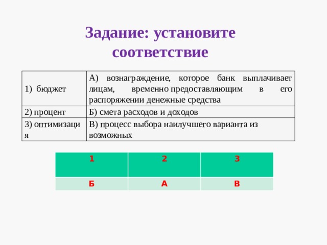 Установи соответствие между приведенными примерами. Установите соответствие понятий и их определений процент. Установите соответствие приведенных понятий и определений. Установите соответствие между приведенными. Соответствие понятий и их определений процент амортизация рента.