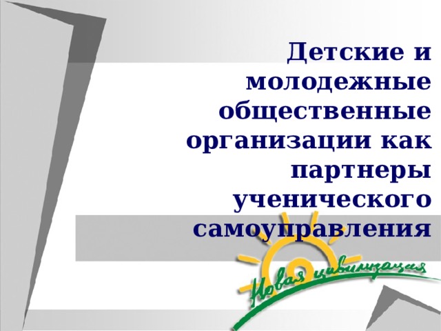 Детские и молодежные общественные организации как партнеры ученического самоуправления 