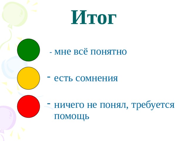 Итог  - мне всё понятно есть сомнения ничего не понял, требуется помощь 