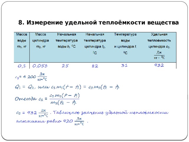 Несколько способов определения удельной теплоемкости твердого вещества