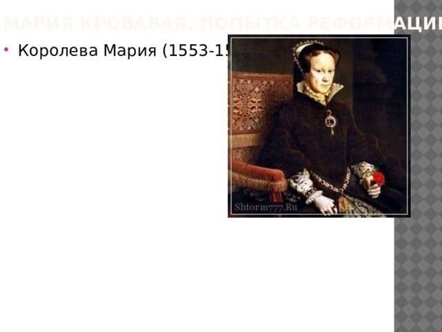 Мария кровавая. Попытка реформации Королева Мария (1553-1558) 