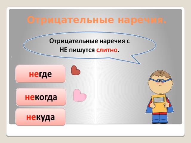Отрицательные наречия. 