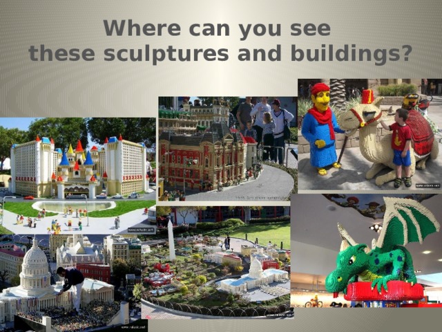 Where can you see  these sculptures and buildings? 