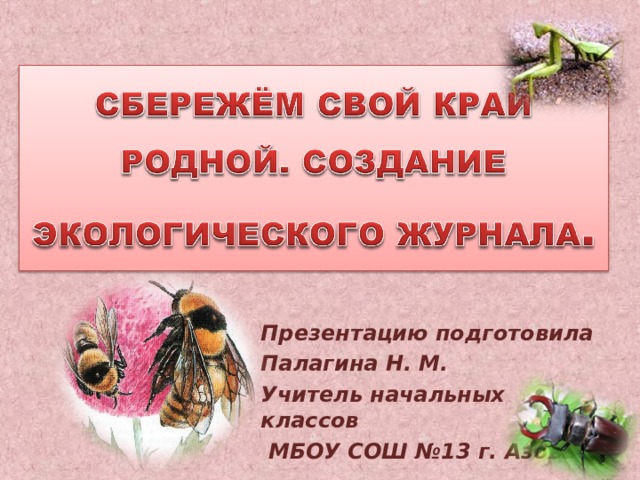 Презентацию подготовила Палагина Н. М. Учитель начальных классов  МБОУ СОШ №13 г. Азова 