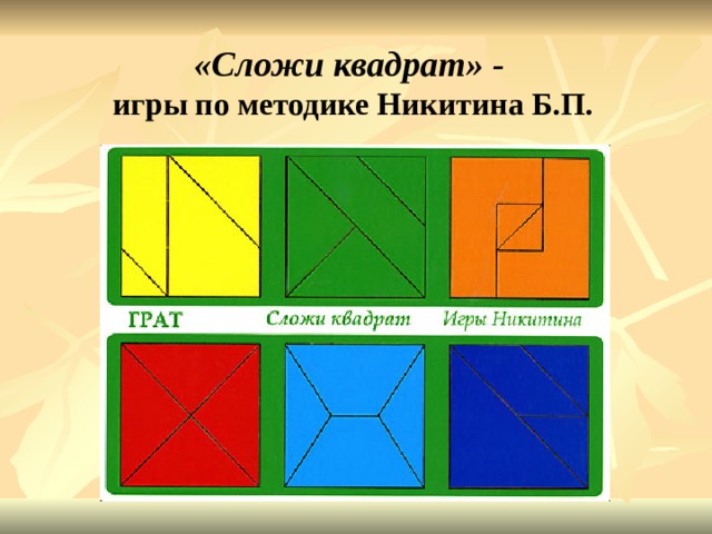 «Сложи квадрат» -  игры по методике Никитина Б.П. 