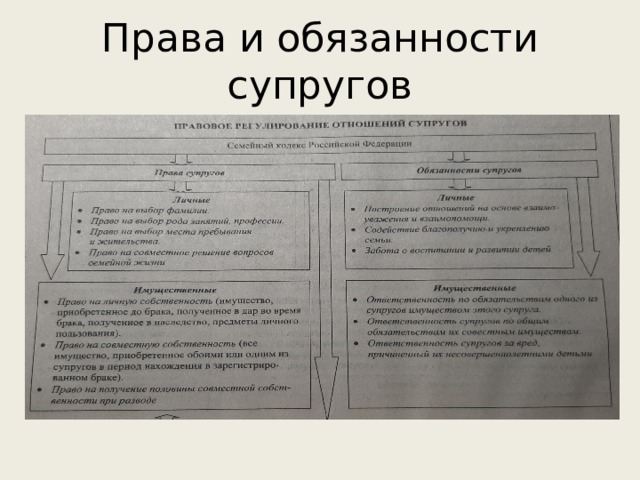 Права и обязанности супругов 