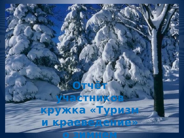 Отчёт участников кружка «Туризм и краеведение» о зимнем походе 