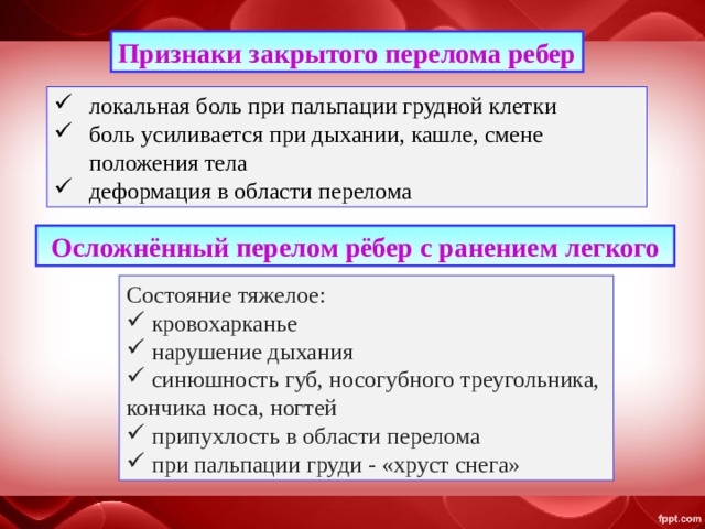 Признаки перелома ребра. Признаки закрытого перелома ребер. Симптомы закрытого перелома ребра. Проблемы пациента при переломе ребер. Симптомы при переломе ребра.