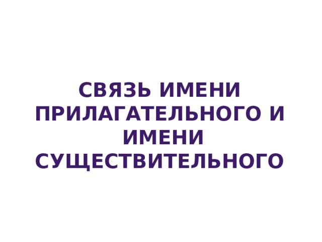Связь имени прилагательного и  имени существительного 