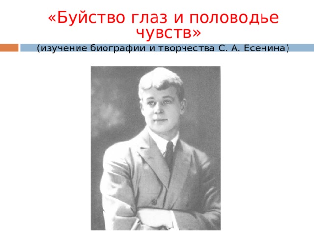 «Буйство глаз и половодье чувств» (изучение биографии и творчества С. А. Есенина) 