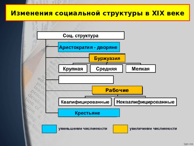 Схема изменения в социальной структуре российского общества