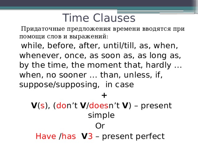 Time clauses правило. Тема time Clauses. Time Clauses предложения. Time Clauses таблица. Time Clauses в английском.