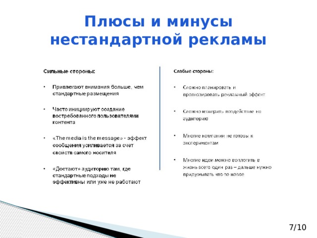 Плюсы и минусы нестандартной рекламы 7/10 