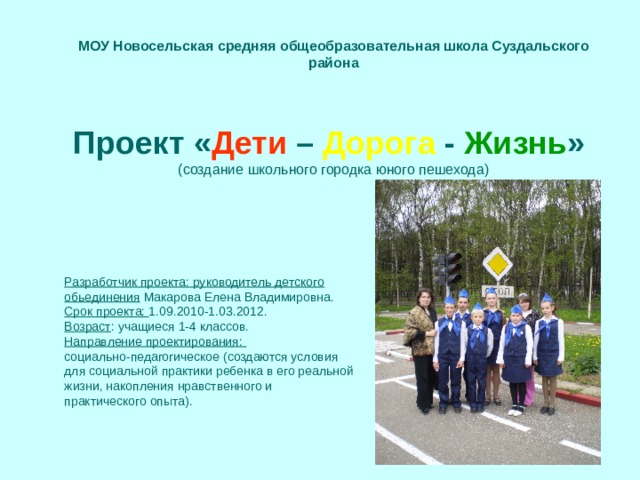 Проект дети дорога жизнь