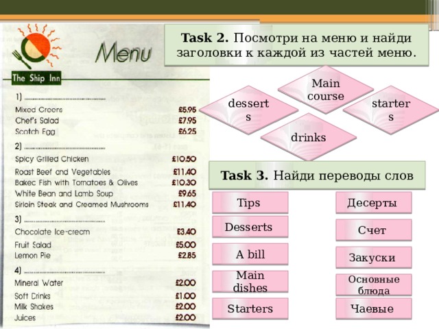 Спотлайт 6 on the menu презентация