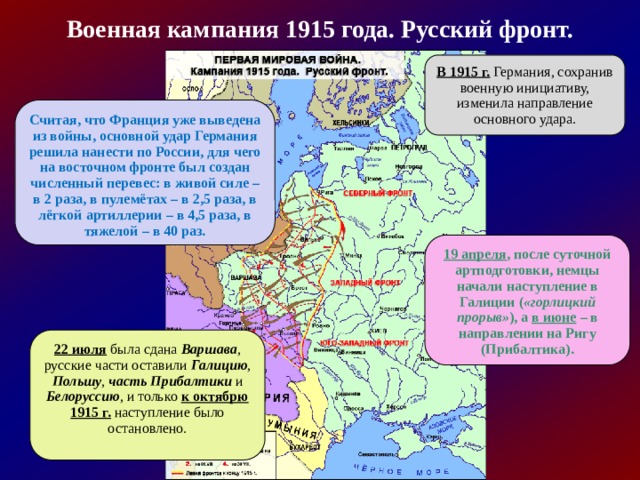 Первая мировая война 1915 год карта егэ