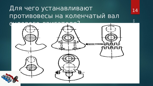 6/5/20 Для чего устанавливают противовесы на коленчатый вал судового двигателя?  