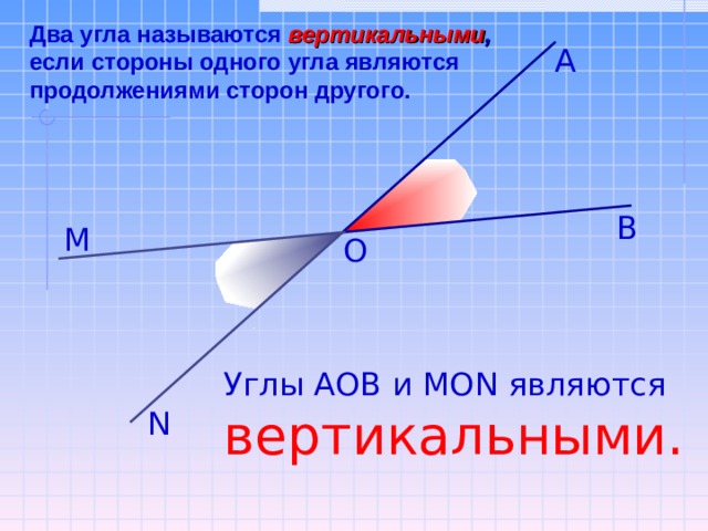 Используя изображение определите какие из представленных углов являются вертикальными