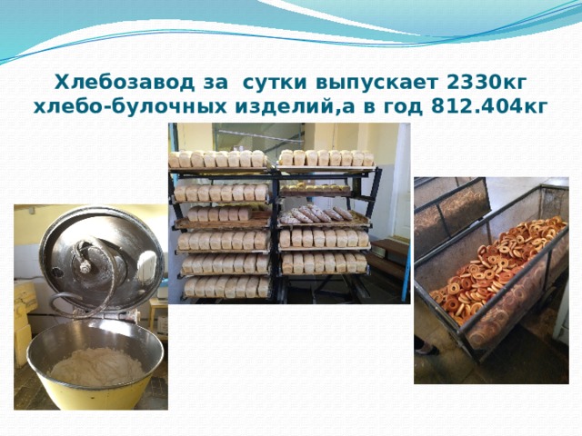 Хлебозавод за сутки выпускает 2330кг хлебо-булочных изделий,а в год 812.404кг 
