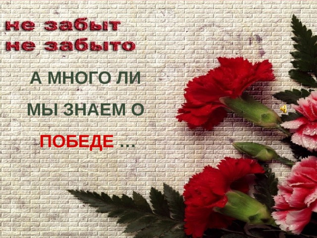 А МНОГО ЛИ МЫ ЗНАЕМ О ПОБЕДЕ … 