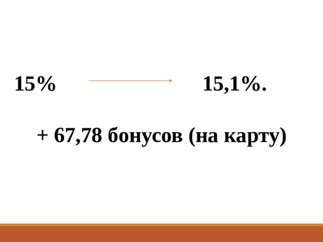 15% 15,1%.  + 67,78 бонусов (на карту) 