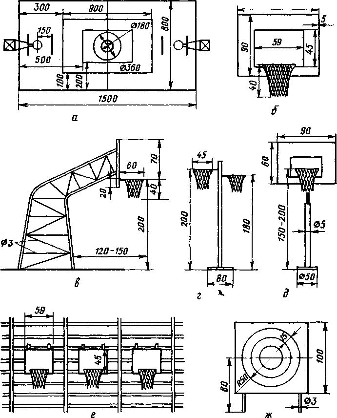 Размеры баскетбольного щита чертеж