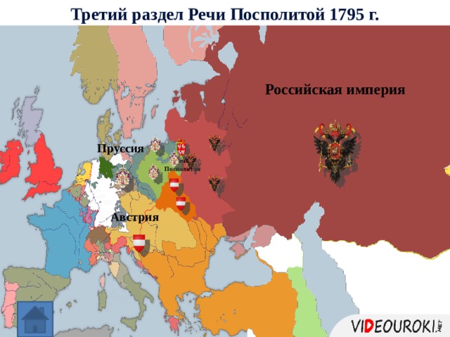 Третий раздел Речи Посполитой 1795 г. Российская империя Пруссия Речь Посполитая Австрия 