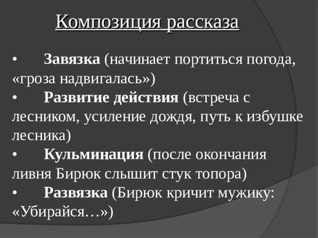 План по рассказу бирюк