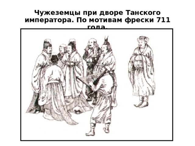 Чужеземцы при дворе Танского императора. По мотивам фрески 711 года. 